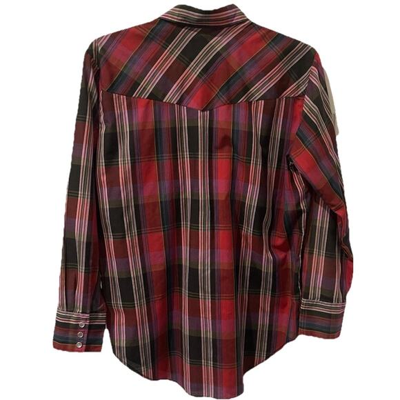 Plainsman Men's Long Sleeve Pearl Snap Red Plaid Shirt L 16-16.5 - Picture 2 of 9